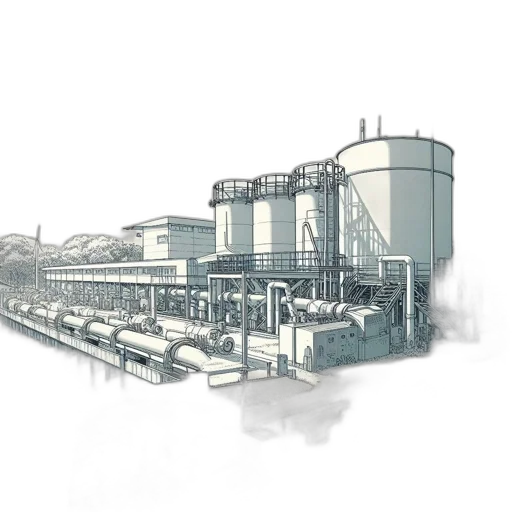 concept art, 3d render, photorealistic, industrial, site, features, large, tanks transparent PNG cut-out