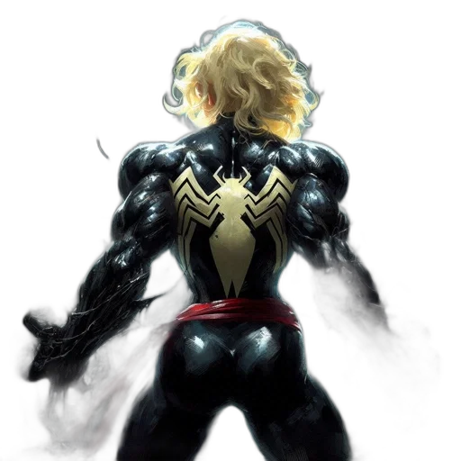 comic book art, concept art, fantasy art, 3d render, muscular, figure, black, suit transparent PNG cut-out