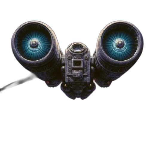weapon, staff, robot, mask, 3d render, concept art, photorealistic, outer space transparent PNG cut-out