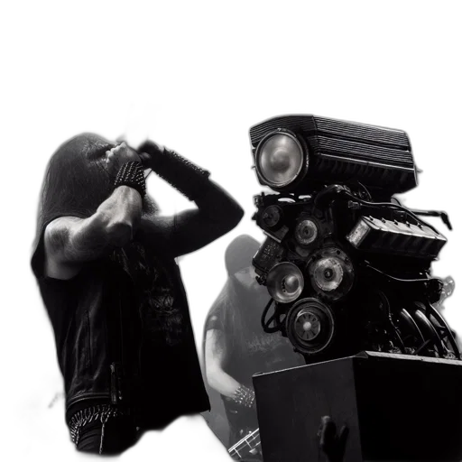 robot, weapon, bottle, mask, concept art, outer space, during, live transparent PNG cut-out