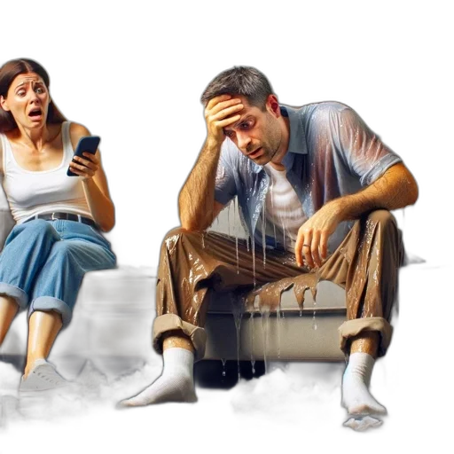 concept art, photorealistic, indoor, scene, shows, couple, reacting, what transparent PNG cut-out