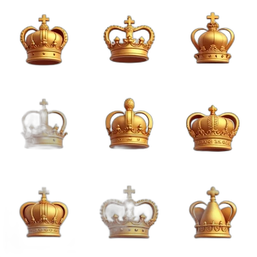 crown, jewelry, furniture, hat, concept art, 3d render, photorealistic, golden transparent PNG cut-out
