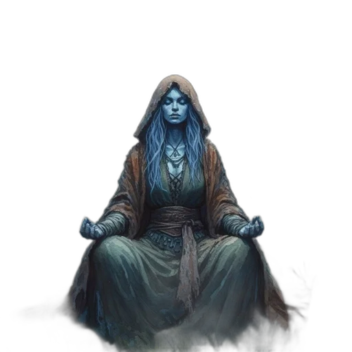 staff, creature, concept art, fantasy art, comic book art, pixel art, blue, dark transparent PNG cut-out
