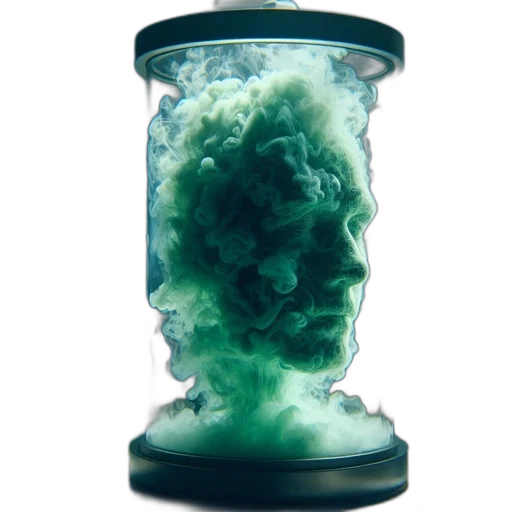 face, mask, bottle, hair, concept art, 3d render, photorealistic, outer space transparent PNG cut-out