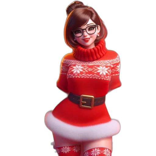 dress, 3d render, concept art, cartoon, photorealistic, animated, figure, christmas transparent PNG cut-out