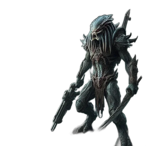 creature, robot, weapon, staff, concept art, fantasy art, 3d render, comic book art transparent PNG cut-out