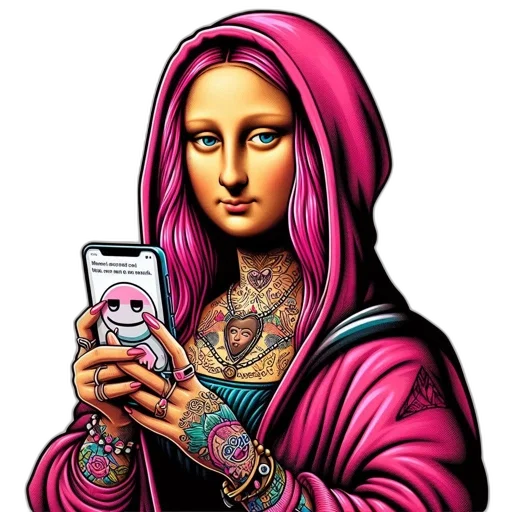 jewelry, dress, face, cartoon, comic book art, fantasy art, cyberpunk, mona transparent PNG cut-out