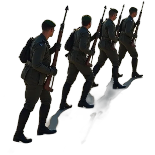 staff, weapon, concept art, 3d render, pixel art, group, soldiers, uniform transparent PNG cut-out