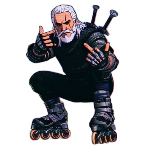 weapon, staff, robot, jacket, pixel art, concept art, cyberpunk, comic book art transparent PNG cut-out