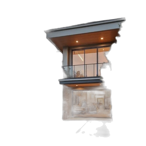 building, furniture, umbrella, 3d render transparent PNG cut-out