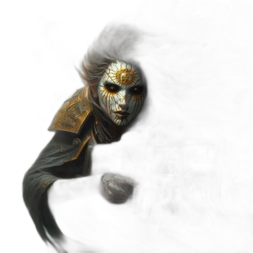 mask, creature, face, dragon, concept art, fantasy art, comic book art, photorealistic transparent PNG cut-out