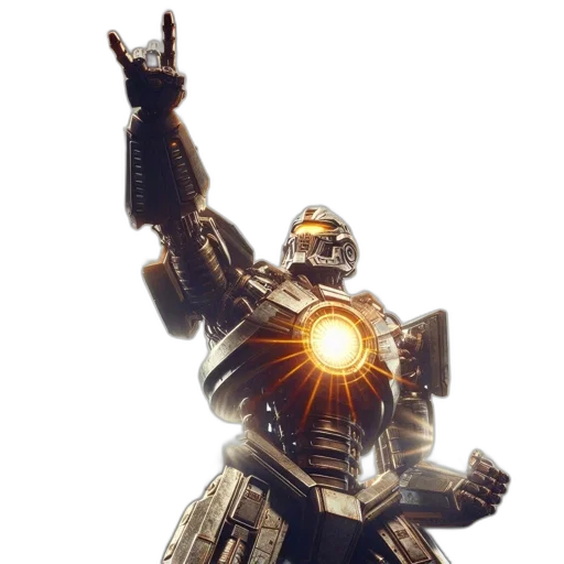 robot, weapon, sword, staff, concept art, 3d render, large, robotic transparent PNG cut-out