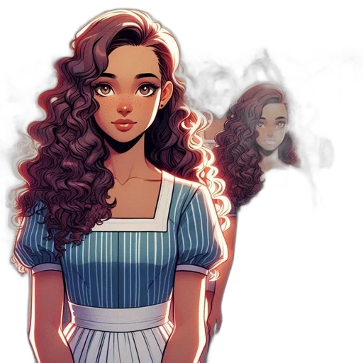 dress, hair, face, concept art, fantasy art, comic book art, watercolor, fire transparent PNG cut-out