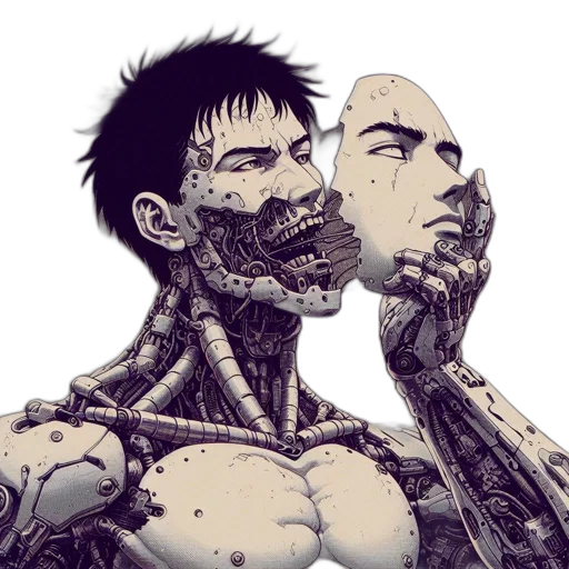 robot, mask, face, creature, comic book art, cyberpunk, concept art, anime transparent PNG cut-out