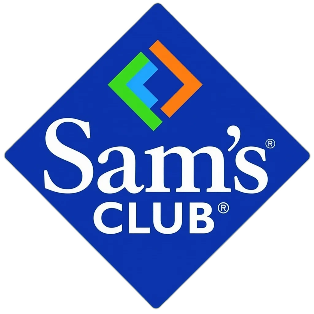 3d render, stylized, logo, sam, club, featuring, blue, square transparent PNG cut-out