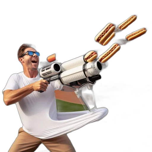 weapon, food, staff, robot, concept art, 3d render, pixel art, man transparent PNG cut-out