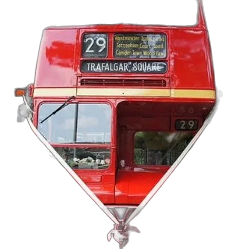 staff, car, photorealistic, 3d render, concept art, red, double-decker, bus transparent PNG cut-out