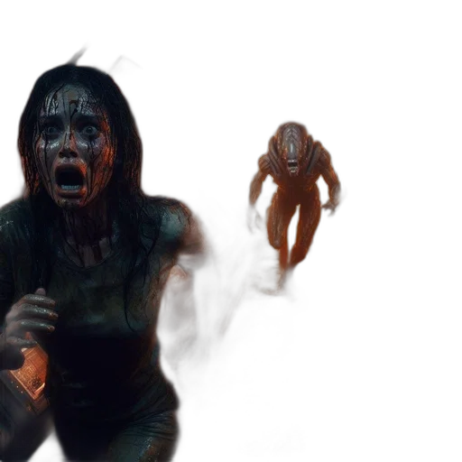 creature, concept art, comic book art, 3d render, photorealistic, underwater, fire, fog transparent PNG cut-out