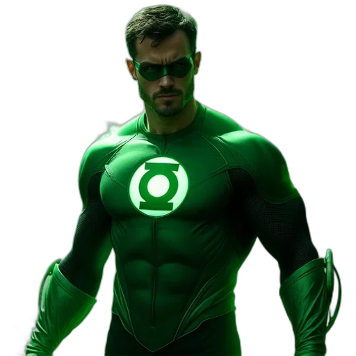 animal, jacket, comic book art, concept art, 3d render, photorealistic, green, lantern transparent PNG cut-out