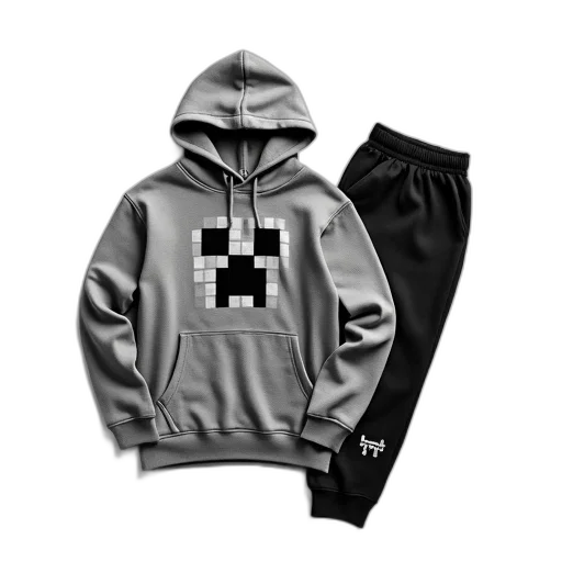 jacket, pixel art, 3d render, monochrome, dark, grey, hoodie, minecraft transparent PNG cut-out