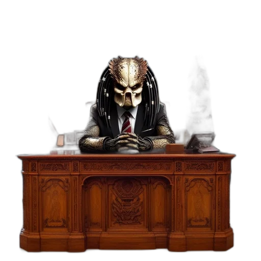 furniture, mask, robot, creature, concept art, fantasy art, predator-like, character transparent PNG cut-out