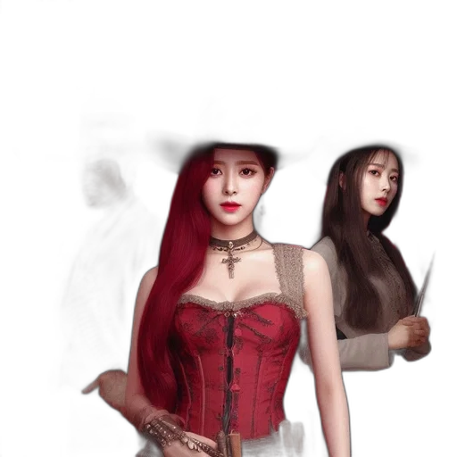 fantasy art, concept art, photorealistic, comic book art, red, dark, three, individuals transparent PNG cut-out