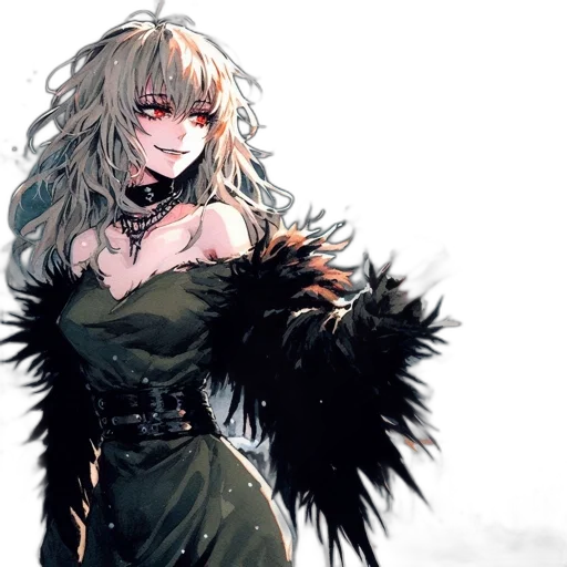 dress, fantasy art, concept art, anime, watercolor, dark, monochrome, animated transparent PNG cut-out