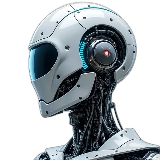 robot, concept art, cyberpunk, 3d render, detailed, illustration, head, sleek transparent PNG cut-out