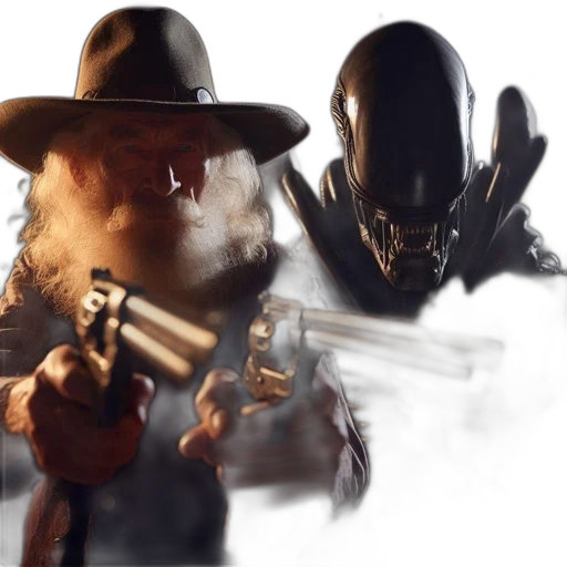 weapon, mask, concept art, photorealistic, 3d render, comic book art, elderly, man transparent PNG cut-out