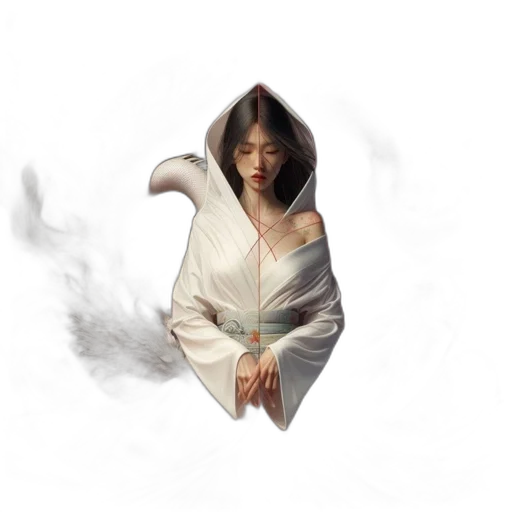 dress, mask, face, staff, concept art, fantasy art, photorealistic, pixel art transparent PNG cut-out
