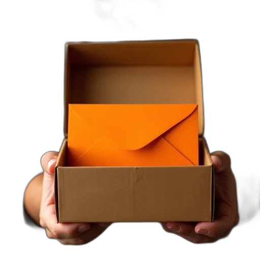 man, holding, box, orange transparent PNG cut-out