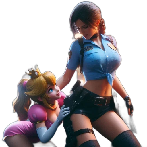 concept art, 3d render, fantasy art, pixel art, two, animated, characters, interact transparent PNG cut-out