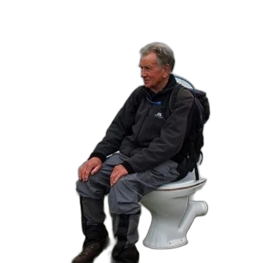 jacket, furniture, staff, outer space, man, sits, outdoor, toilet transparent PNG cut-out
