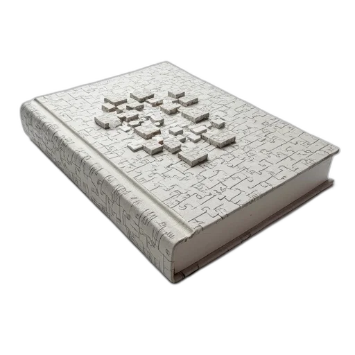 furniture, 3d render, monochrome, book, complex, three-dimensional, puzzle, design transparent PNG cut-out