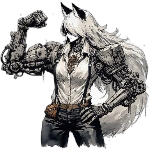 weapon, staff, robot, animal, concept art, fantasy art, comic book art, pixel art transparent PNG cut-out