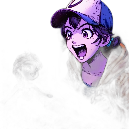 face, creature, hat, mask, anime, concept art, comic book art, vaporwave transparent PNG cut-out