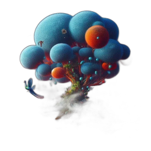 tree, crown, creature, food, concept art, 3d render, fantasy art, pixel art transparent PNG cut-out