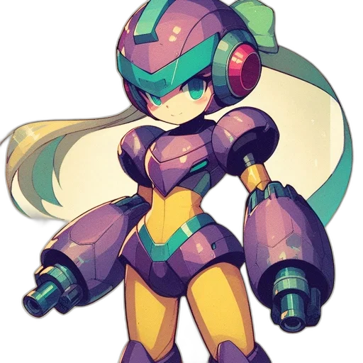robot, concept art, pixel art, cyberpunk, fantasy art, green, colorful, animated transparent PNG cut-out