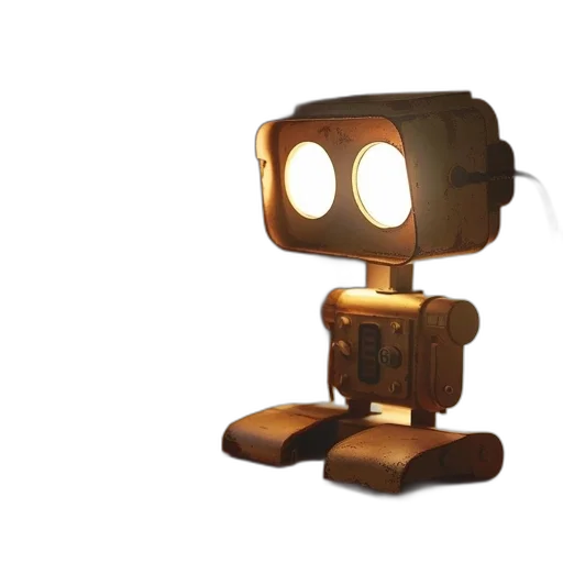 robot, furniture, staff, creature, 3d render, concept art, pixel art, golden transparent PNG cut-out