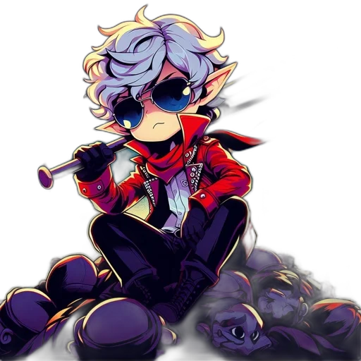 jacket, mask, staff, dragon, pixel art, cartoon, concept art, anime transparent PNG cut-out