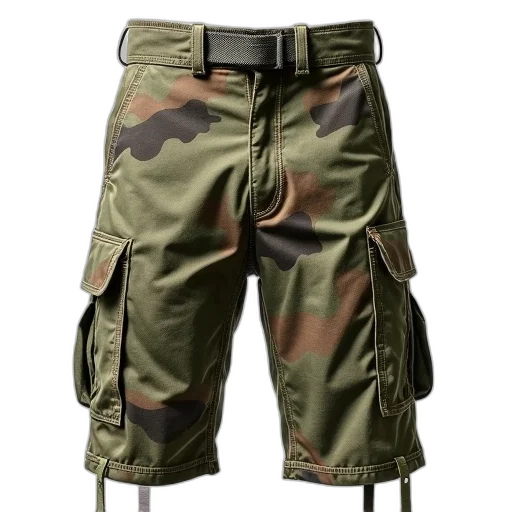 jacket, earth tones, green, pair, camouflage, cargo, shorts, multiple transparent PNG cut-out