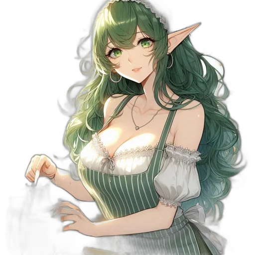 dress, staff, dragon, fantasy art, concept art, pixel art, watercolor, green transparent PNG cut-out