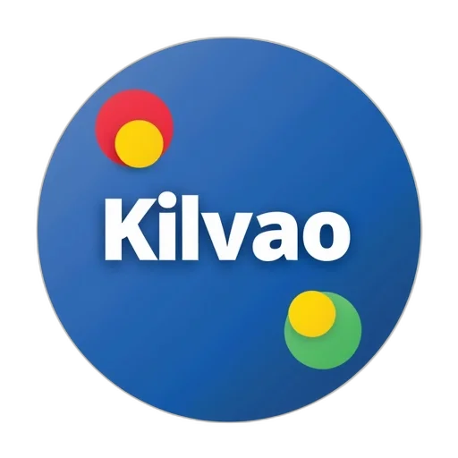 3d render, circular, logo, blue, background, white, text, kilvaao transparent PNG cut-out