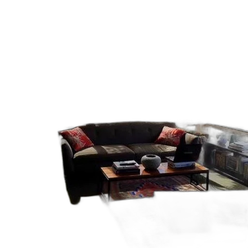 furniture, 3d render, photorealistic, concept art, outer space, earth tones, dark, cozy transparent PNG cut-out