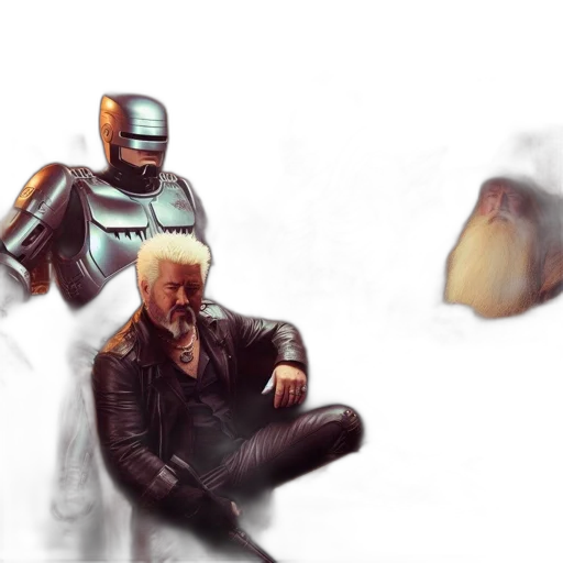 robot, jacket, concept art, comic book art, cyberpunk, pixel art, outer space, fog transparent PNG cut-out