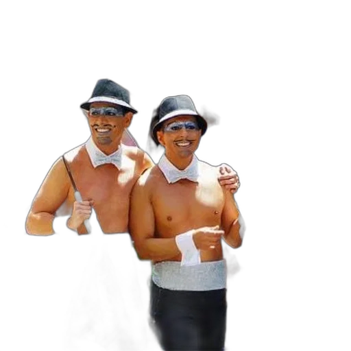 hat, 3d render, beach, two, men, bow, ties, hats transparent PNG cut-out