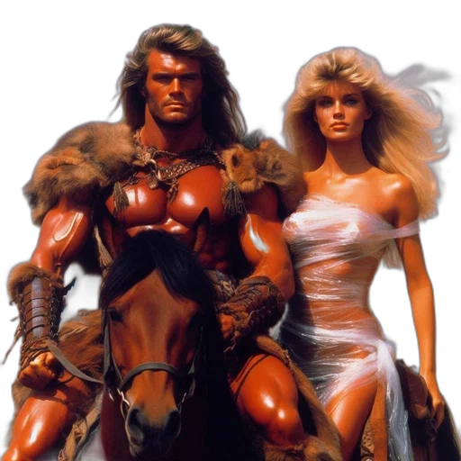 concept art, fantasy art, comic book art, man, woman, one, horseback, intense transparent PNG cut-out