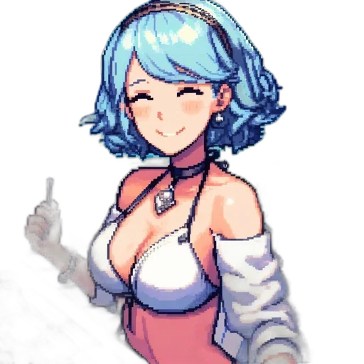 staff, dress, weapon, robot, pixel art, concept art, anime, vaporwave transparent PNG cut-out