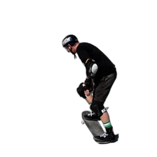 shoes, staff, robot, 3d render, skateboarder, wearing, knee, pads transparent PNG cut-out