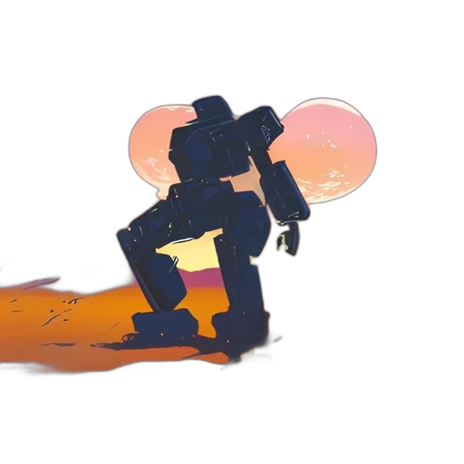 robot, weapon, shoes, creature, concept art, pixel art, cartoon, watercolor transparent PNG cut-out